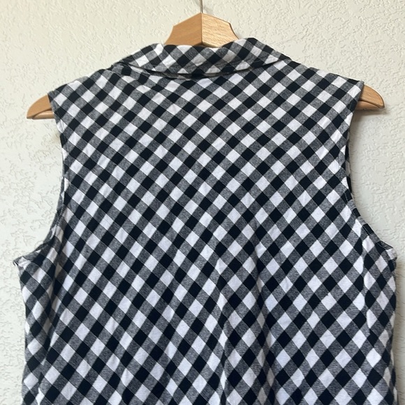 Vintage Jaclyn Smith Collared Tank Top Button Down Gingham Black and White sz 18 - Picture 9 of 11